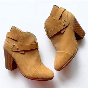 Rag & Bone Booties 39 Suede Leather Tan Block Heel